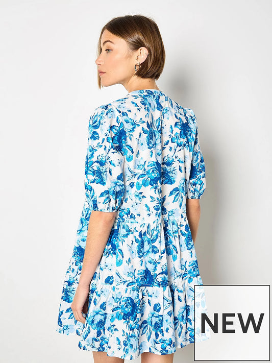 Apricot Poplin Short Tiered Babydoll Dress