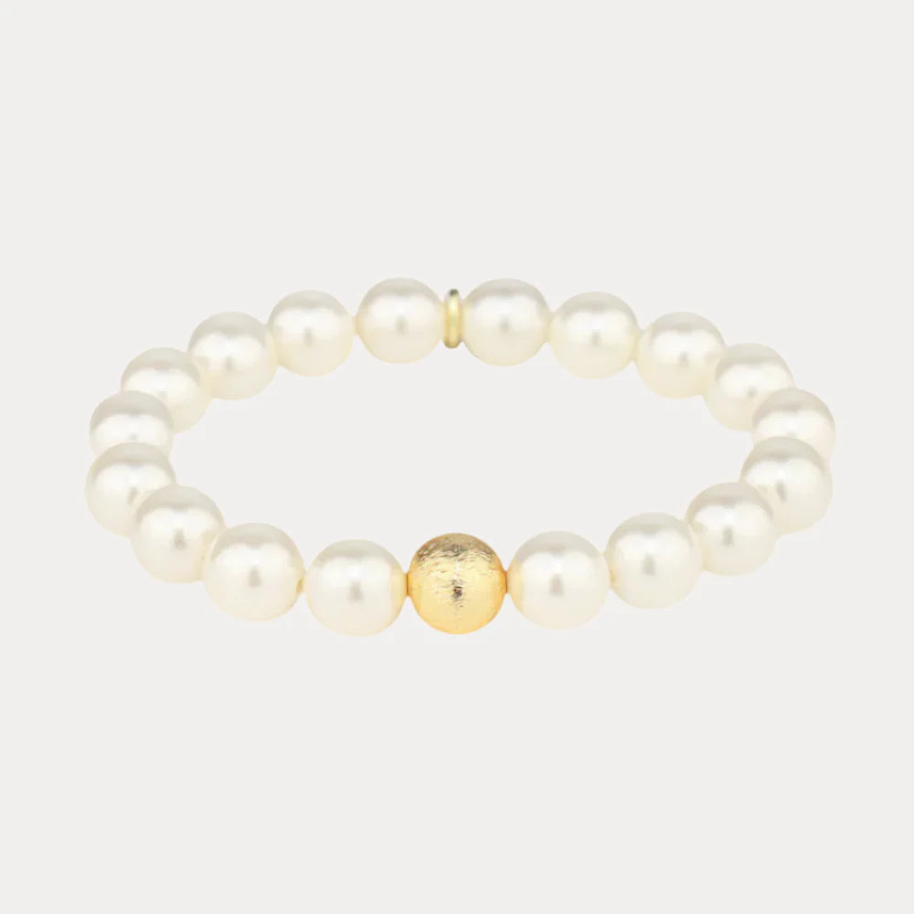 BuDha Girl WHITE PEARL MALA BEADED BRACELET