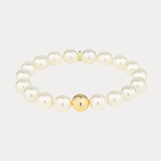 BuDha Girl WHITE PEARL MALA BEADED BRACELET