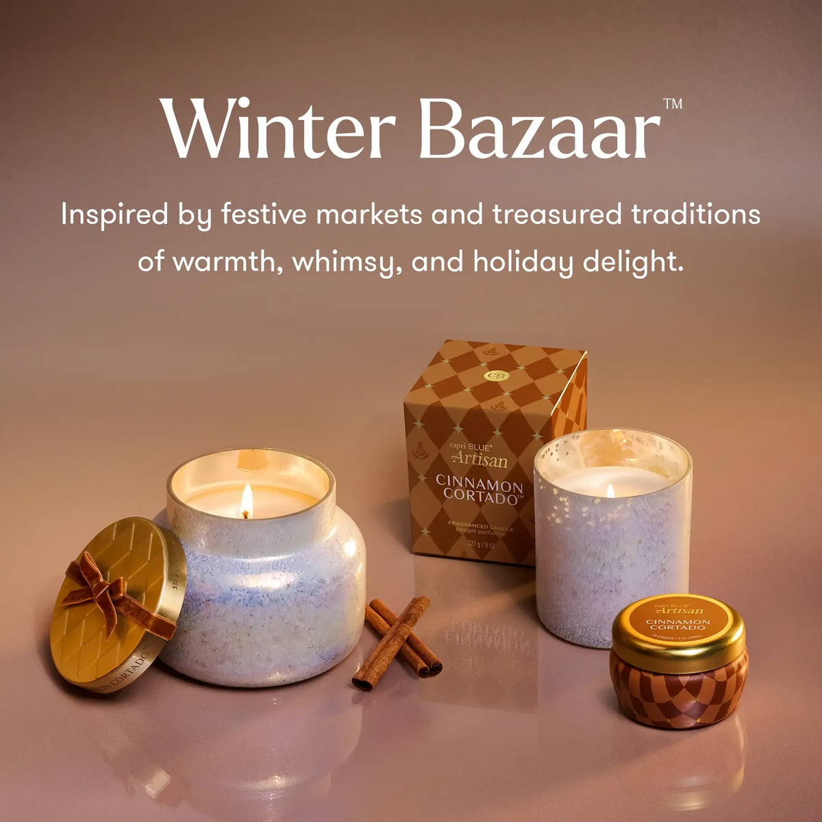 Capri-Blue Cinnamon Cortado Winter Bazaar Boxed Tumbler Candle