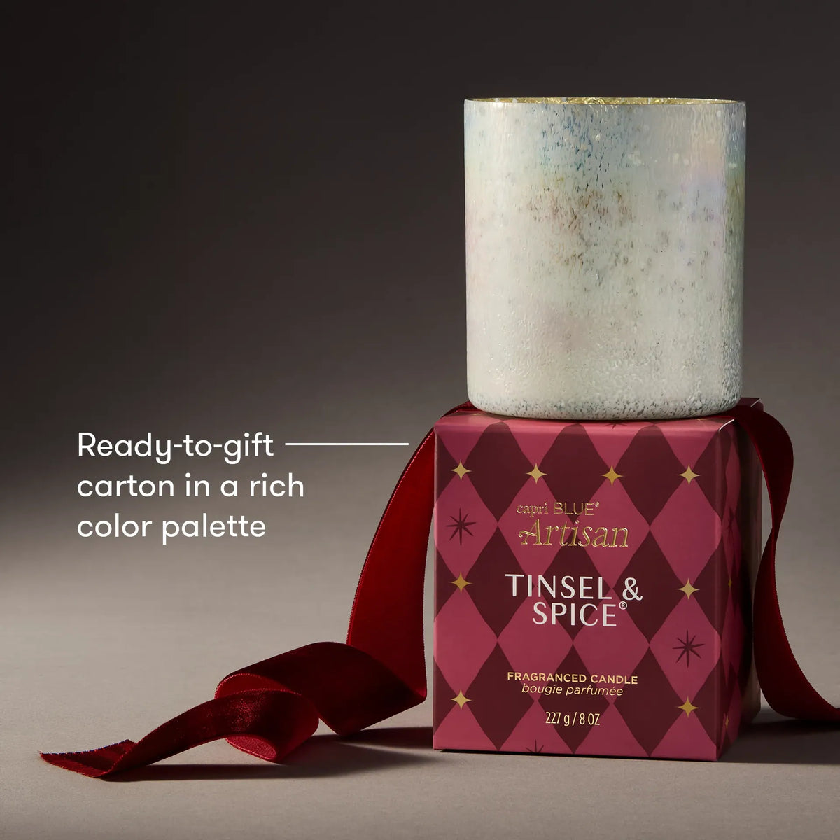 Capri-Blue Tinsel & Spice Winter Bazaar Boxed Tumbler Candle