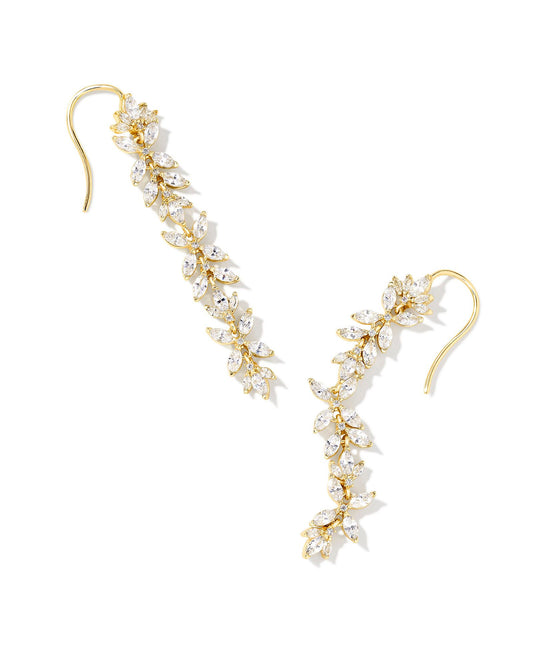 Rosalie Linear Earrings in White Crystal