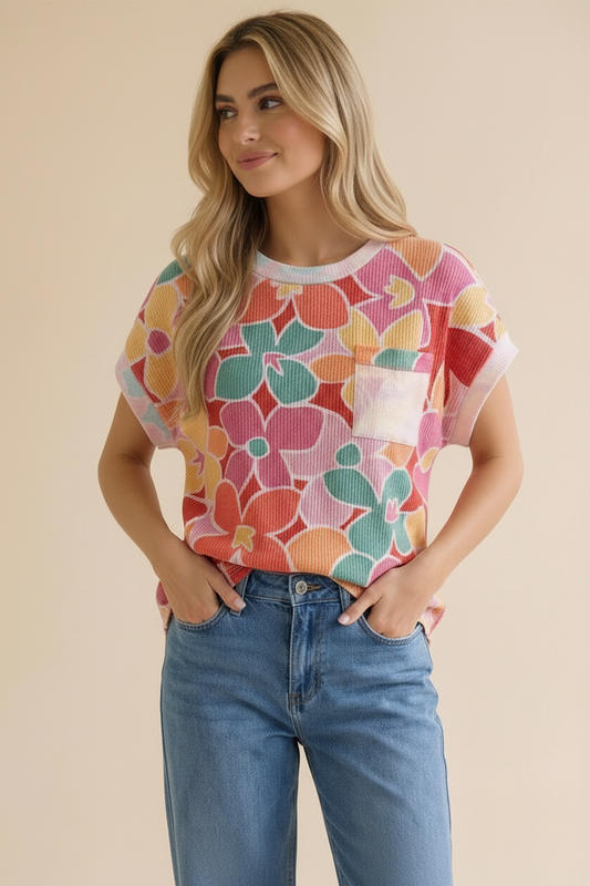 Dolman Sleeve Floral Oversized Top