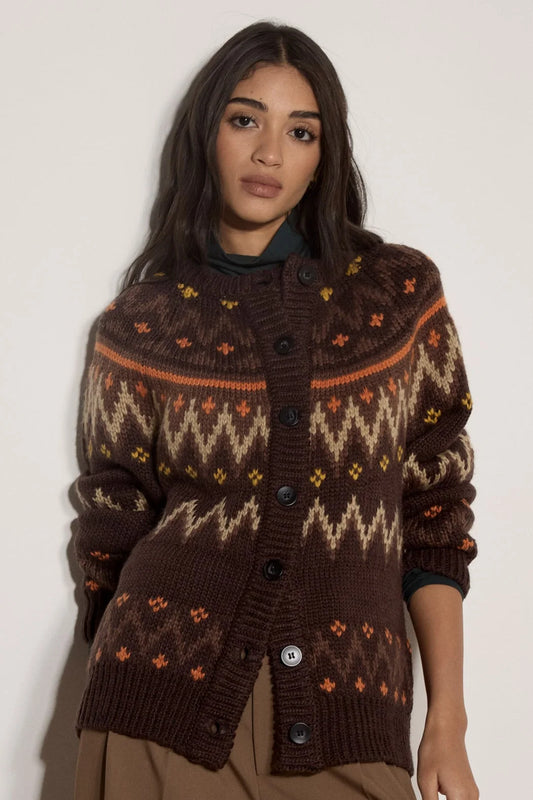 Fairisle Crew Neck Cardigan