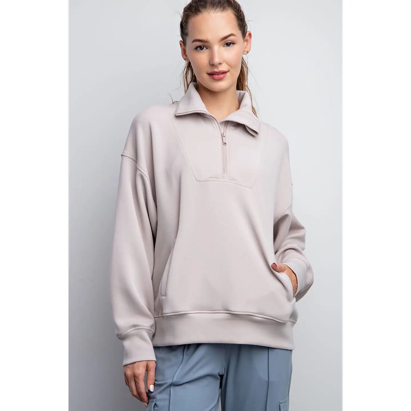 Modal Scuba Quarter Zip Funnel Neck Pullover