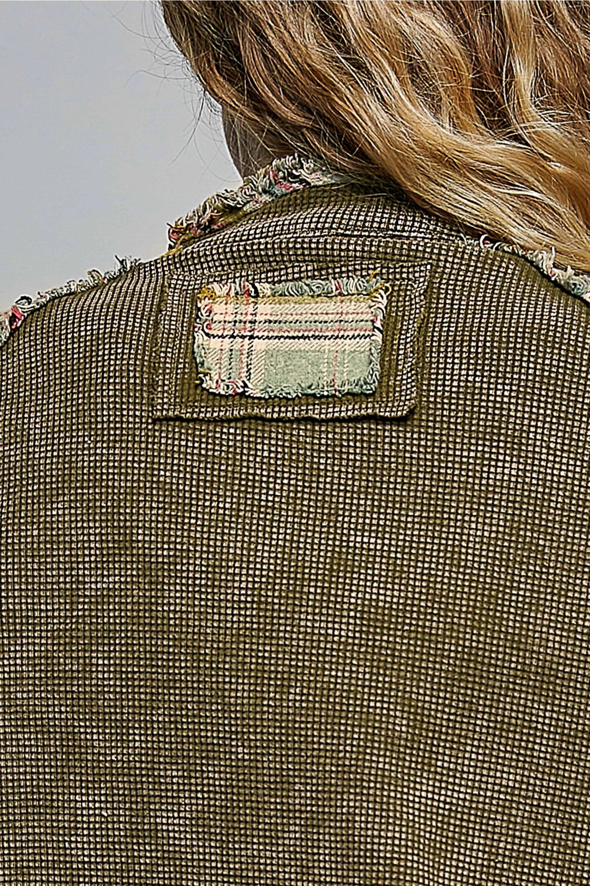 Plaid Patch Vintage Washing Rib Band Wrist Jacket