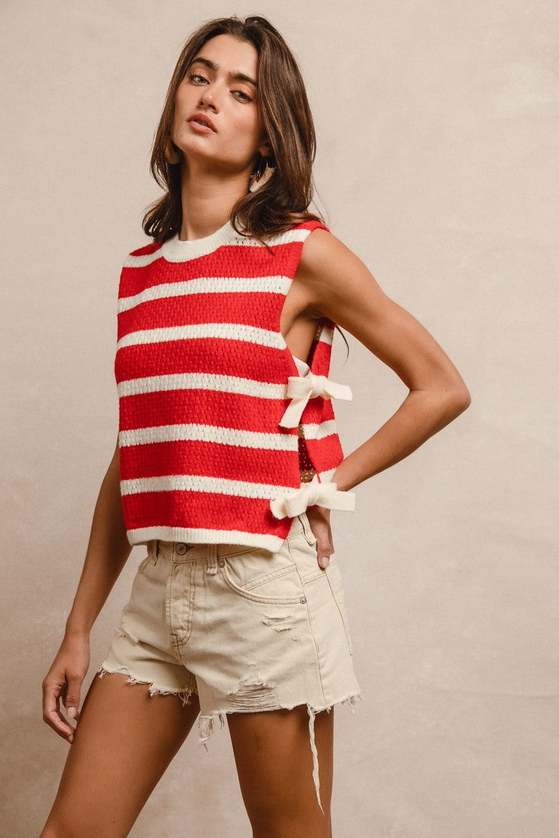 Sandie Striped Side Tied Vest