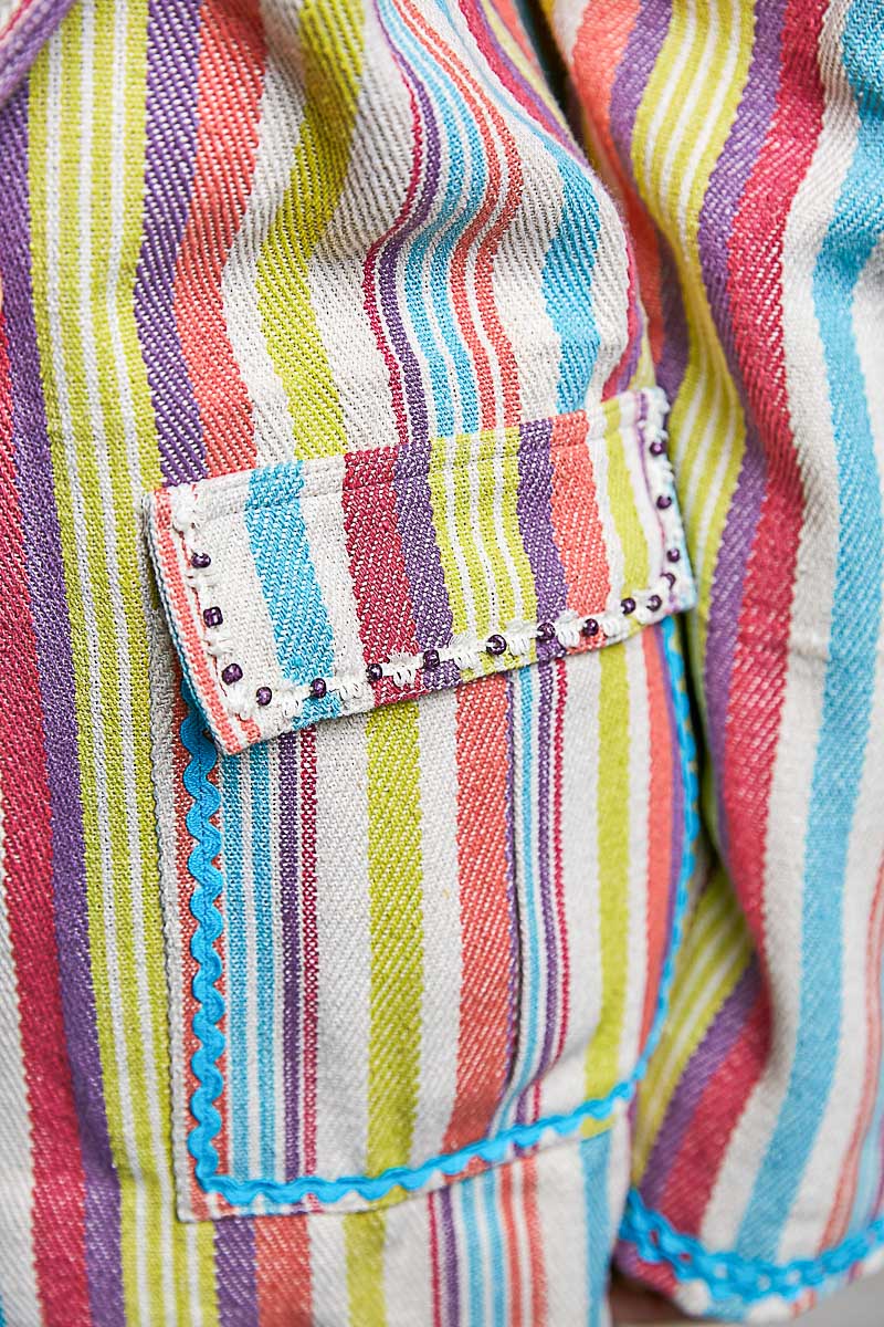 Lightweight Notch Collar Contrast Woven Button Jacket