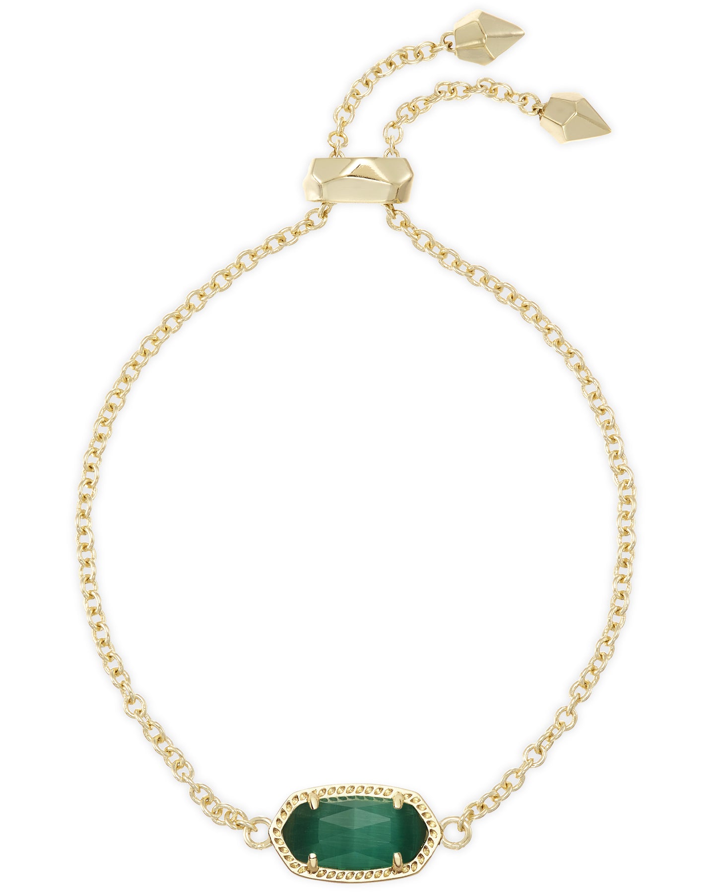 Kendra Scott ELAINA DELICATE CHAIN BRACELET GOLD EMERALD CATS EYE