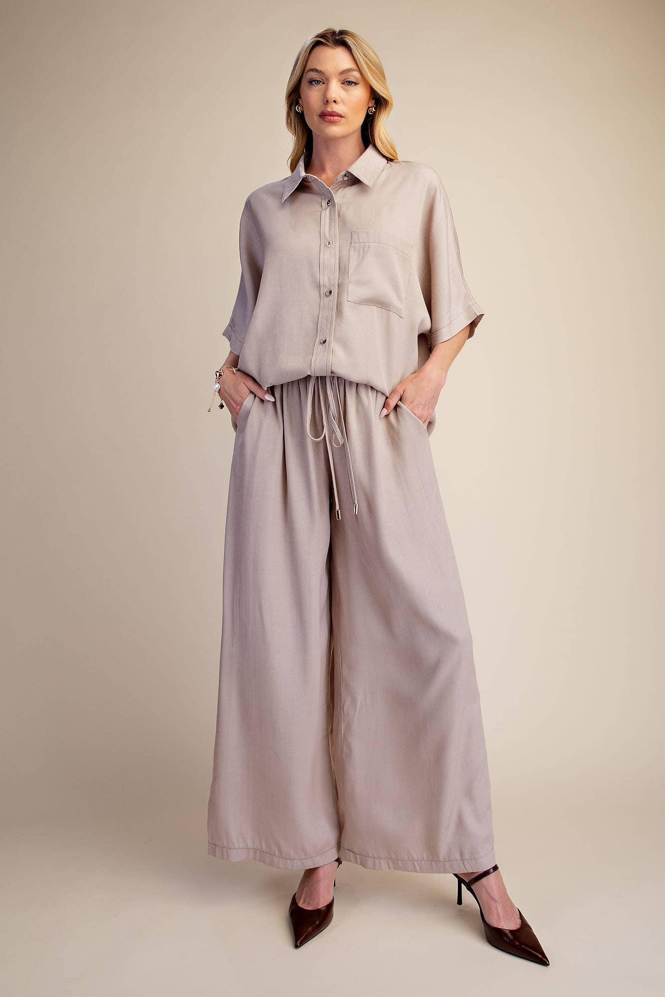 Drawstring Wide Leg Pants