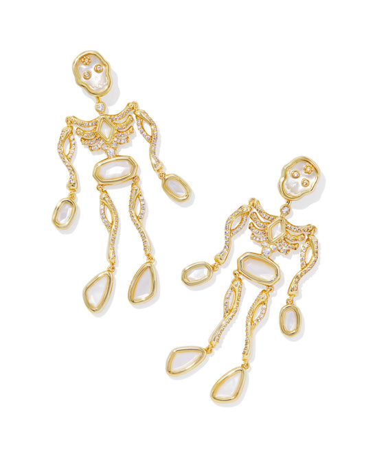 Kendra Scott Skeleton Statement Earrings in Ivory Mother of Pearl