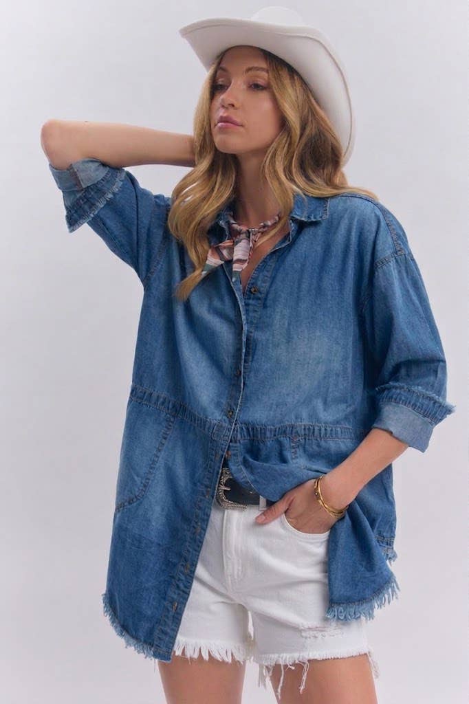 SOFT WASHED RELAXED CHAMBRAY SHIRT