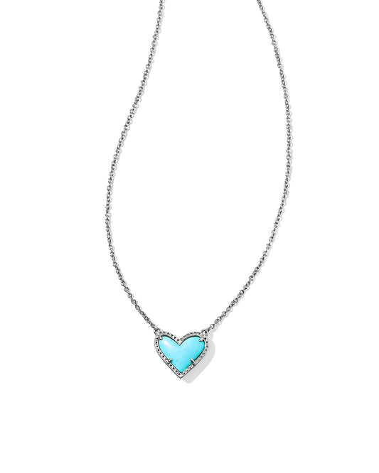 Kendra Scott ARI HEART PENDANT NECKLACE SILVER TURQUOISE MAGNESITE