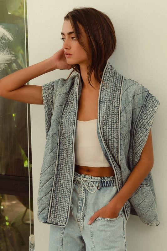 Quilted Chambray Vest