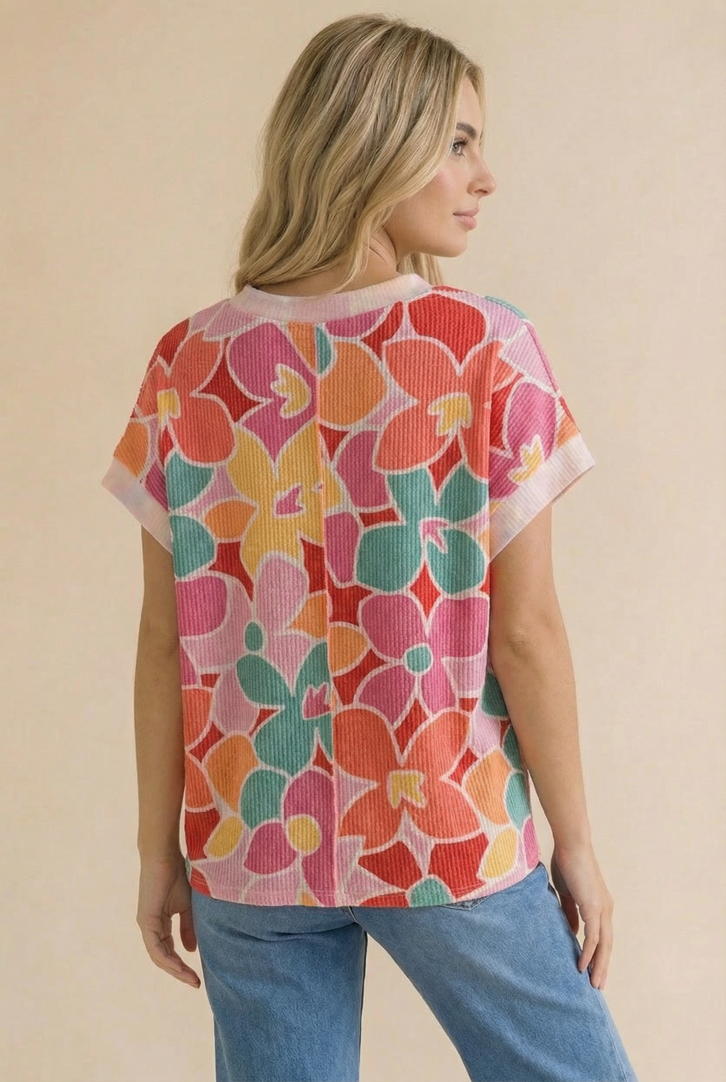Dolman Sleeve Floral Oversized Top