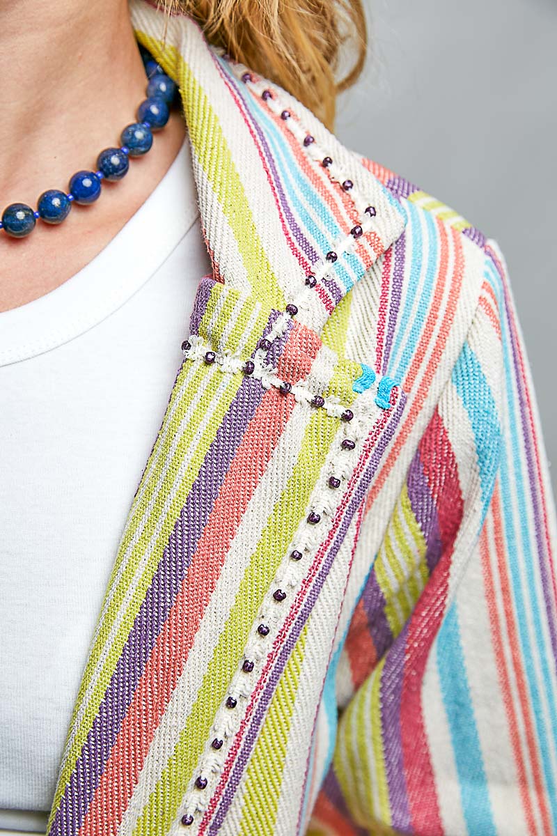 Lightweight Notch Collar Contrast Woven Button Jacket