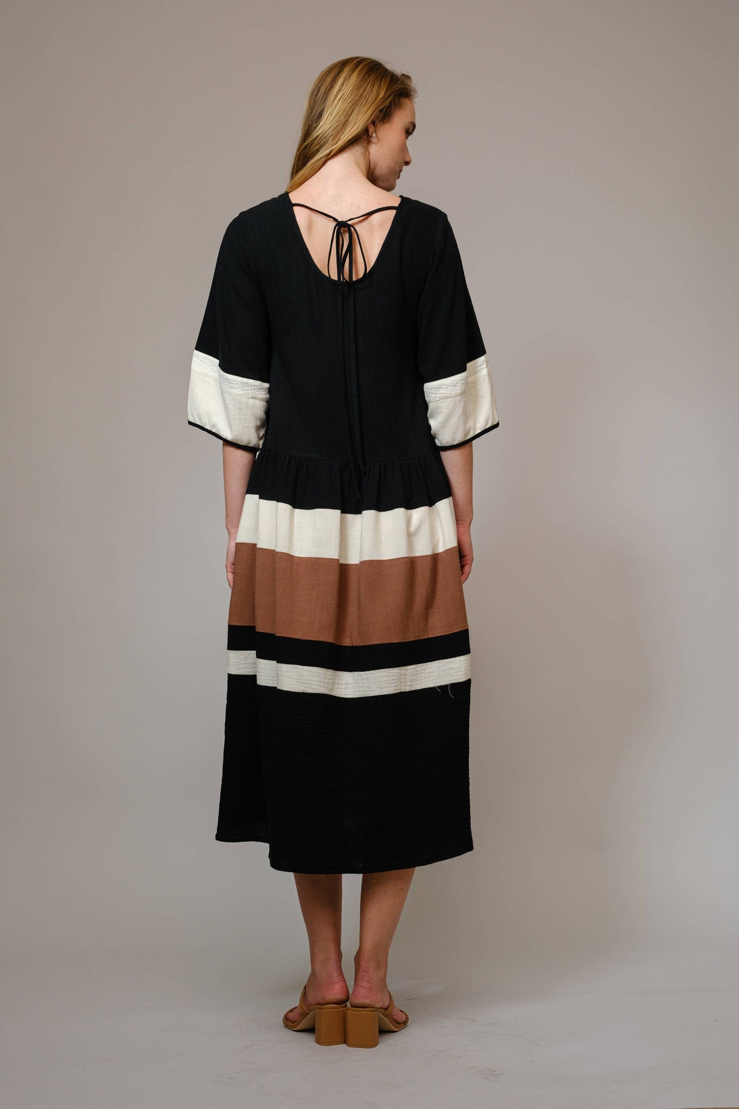 Color Block Stripe Midi Dress