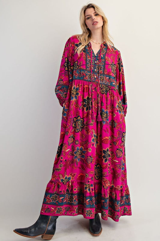 Magenta Floral Dress