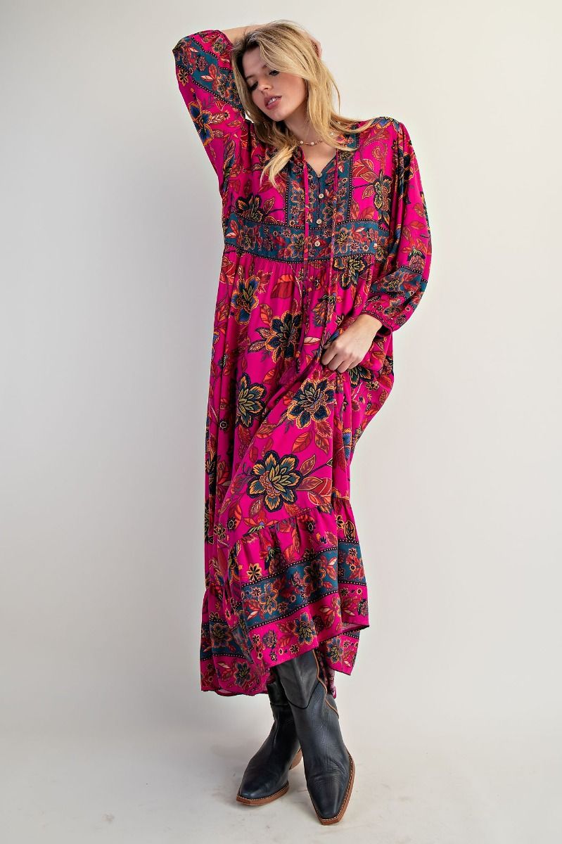 Magenta Floral Dress
