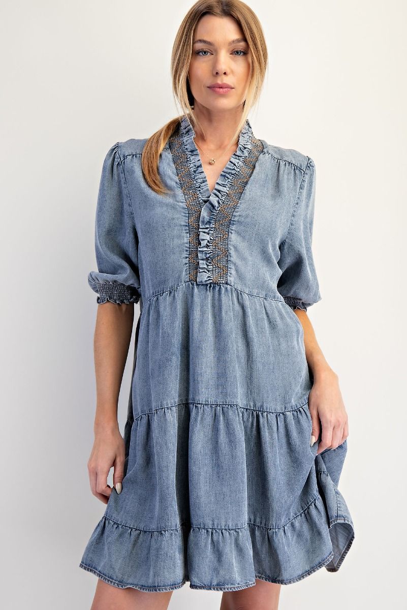 WASHED DENIM DRESS