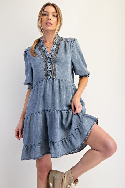WASHED DENIM DRESS