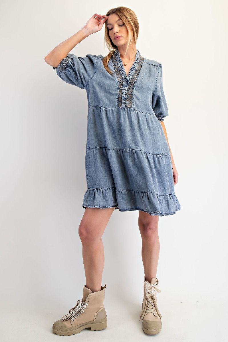 WASHED DENIM DRESS