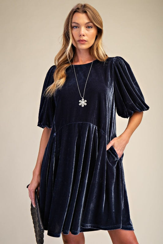 Ash Blue Velvet Dress