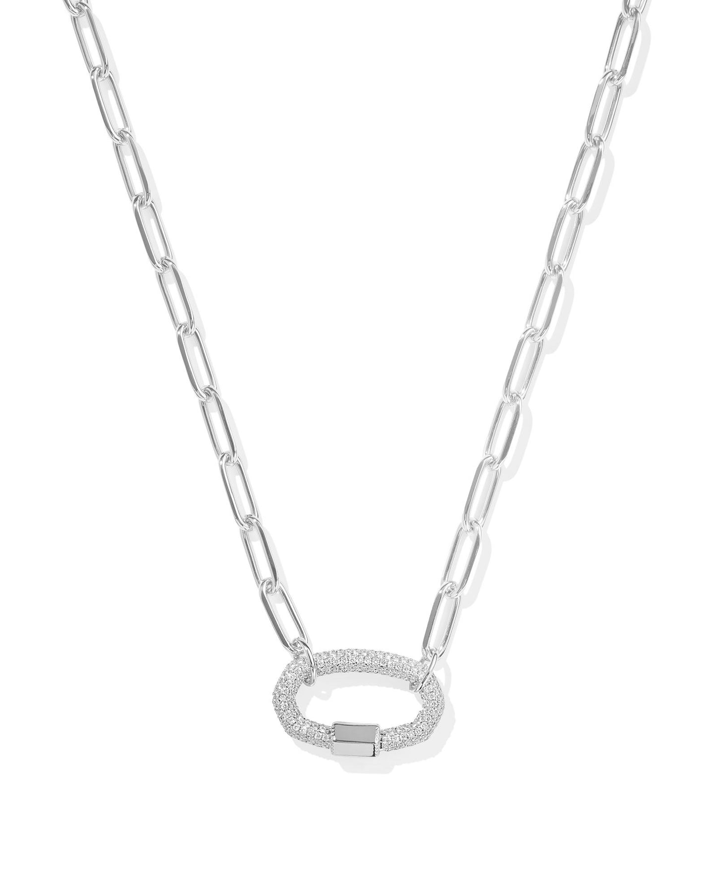 Emery Link Chain Necklace in White Crystal (Gold or Silver)