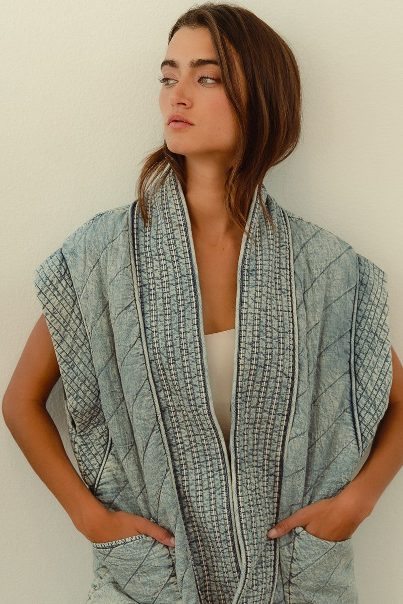 Quilted Chambray Vest