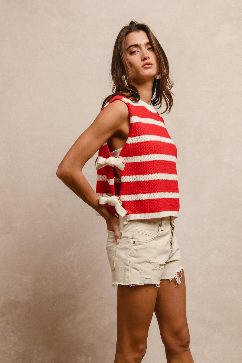 Sandie Striped Side Tied Vest