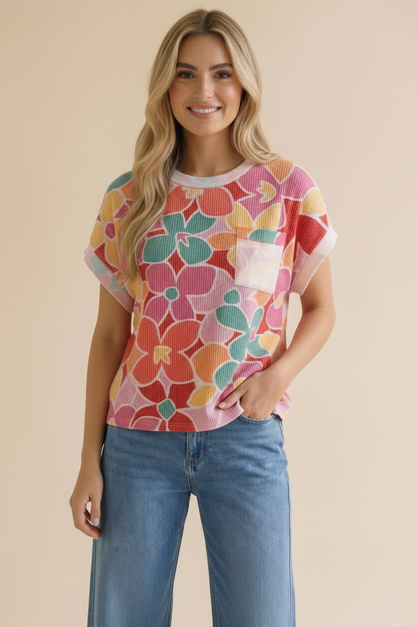 Dolman Sleeve Floral Oversized Top