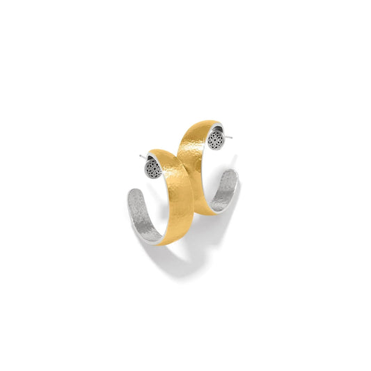 Brighton Ferrara Entrata Moon Small Hoop Earrings Gold and Silver