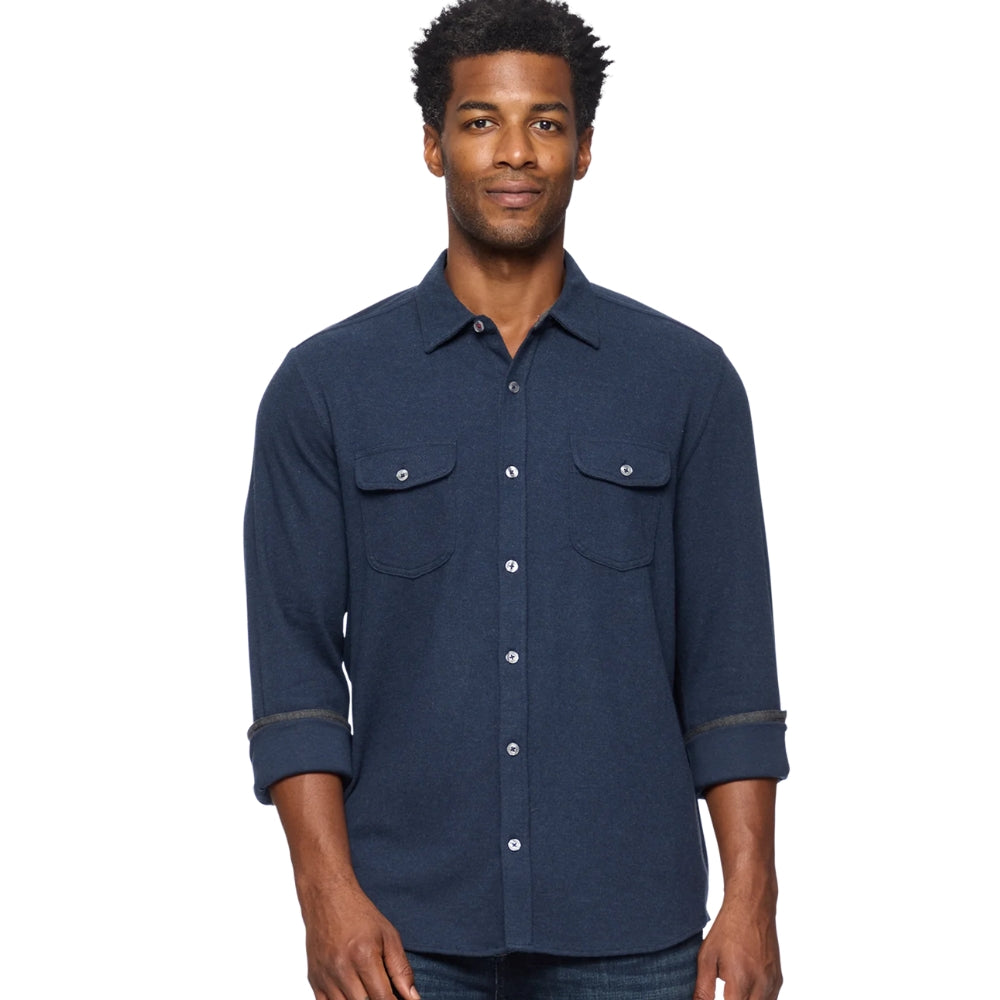 Flag & Anthem Hero Solid Twill Knit Flannel Shirt – Navy
