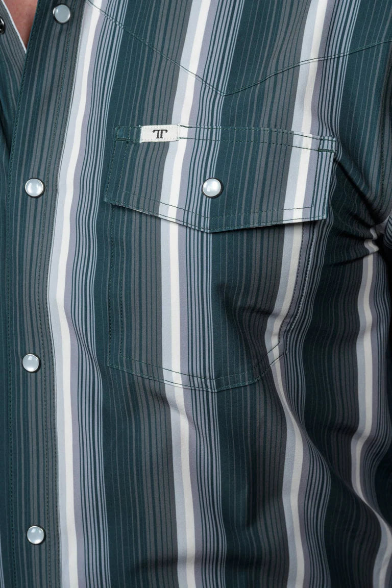 Ferrell Black with Stripes 'The Tristan' Men's Longsleeve Snap Shirt