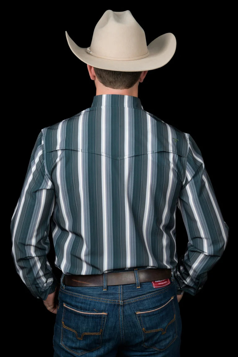 Ferrell Black with Stripes 'The Tristan' Men's Longsleeve Snap Shirt