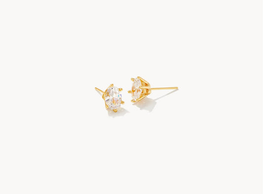 Kendra Scott Cailin Crystal Gold or Silver Stud Earrings in White Crystal