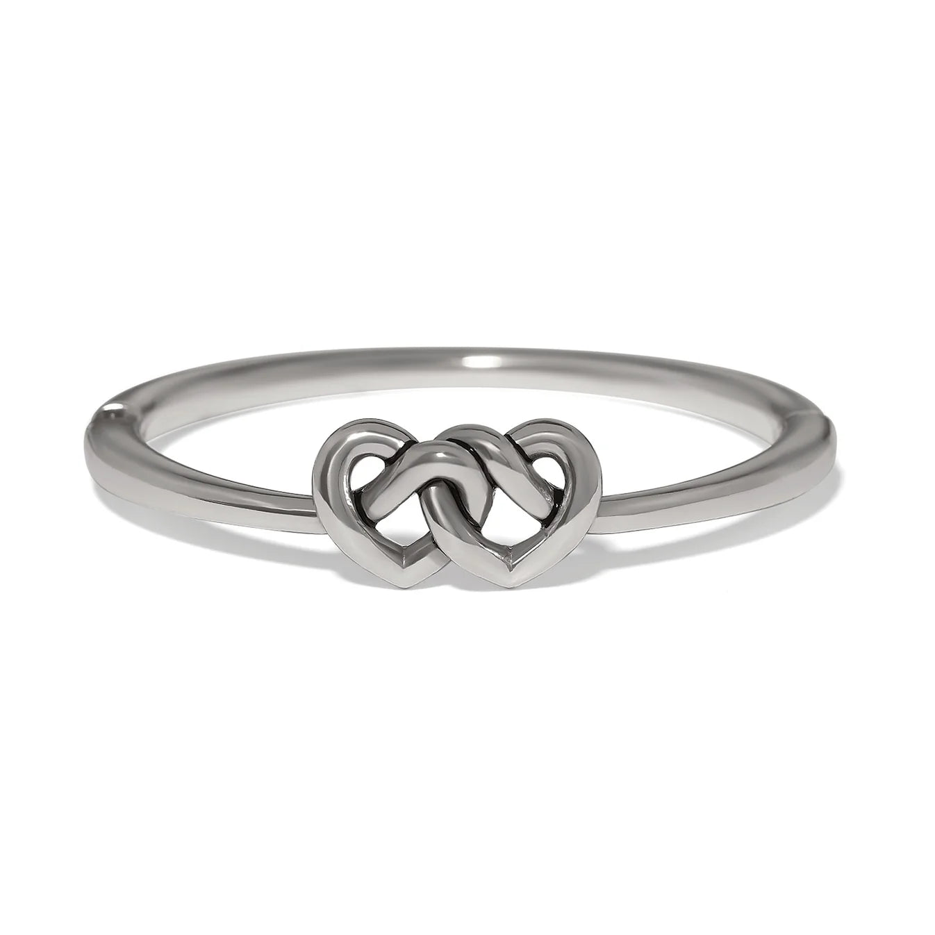 Brighton Silver Interlok Linked Hearts Hinged Bangle