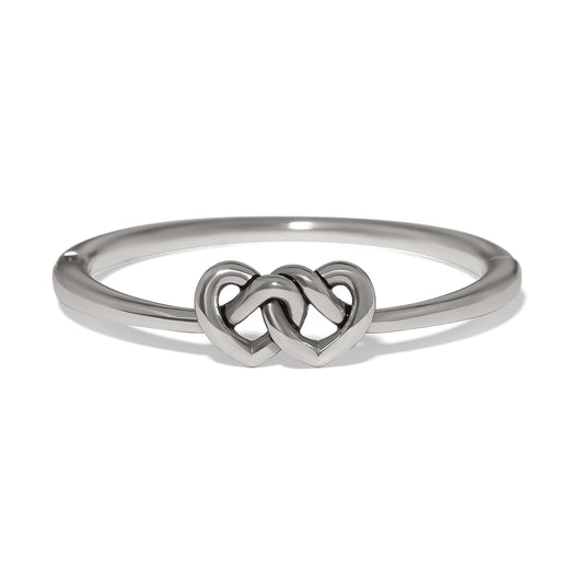 Brighton Silver Interlok Linked Hearts Hinged Bangle