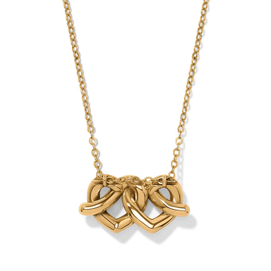 Brighton Gold Interlok Linked Hearts Necklace