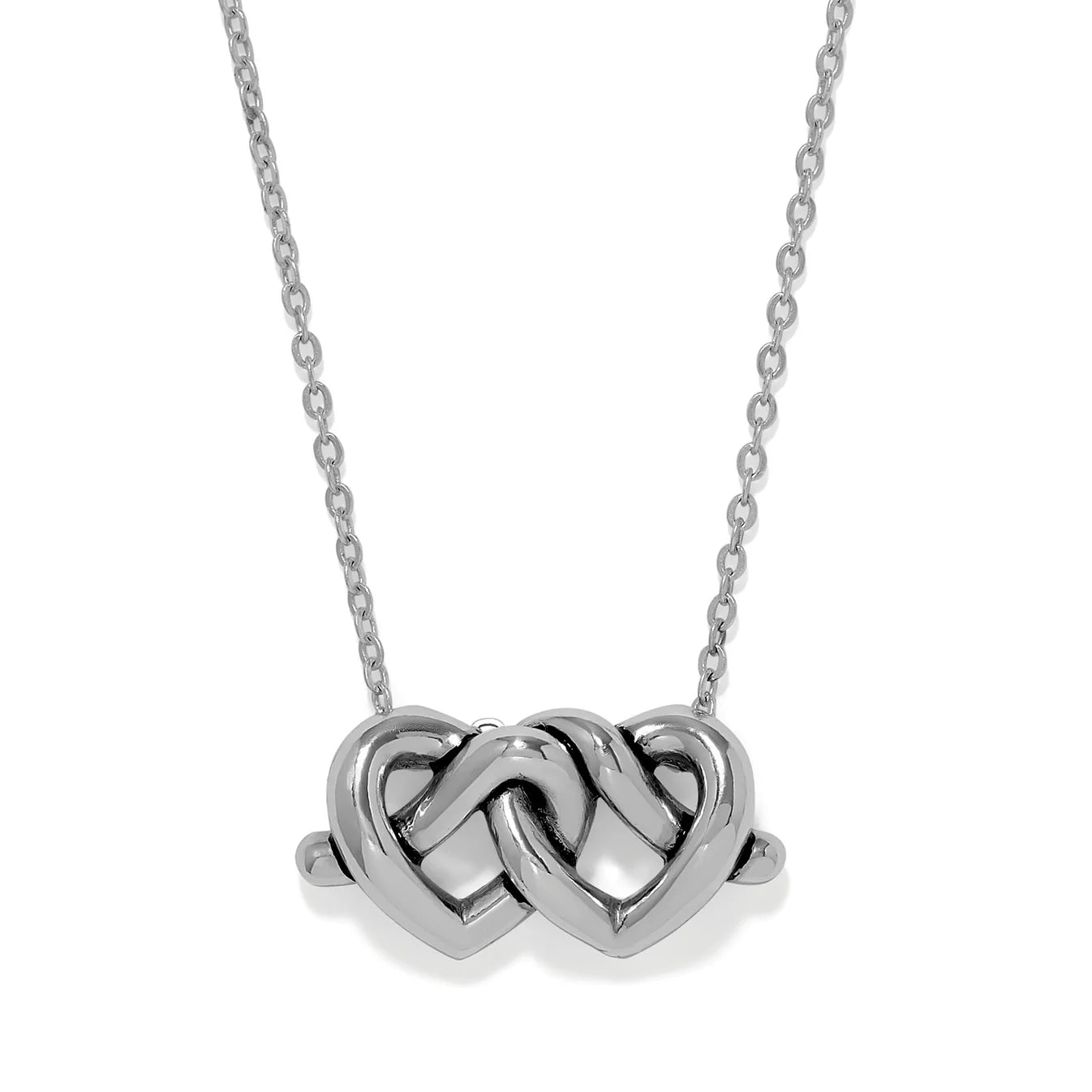 Brighton Silver Interlok Linked Hearts Necklace