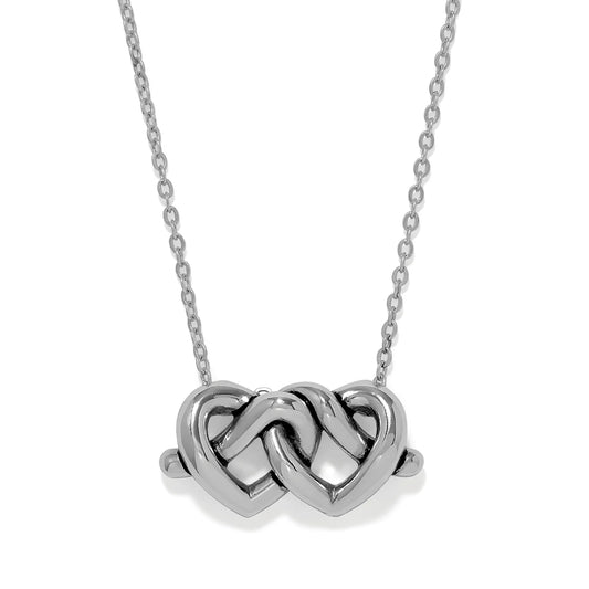 Brighton Silver Interlok Linked Hearts Necklace