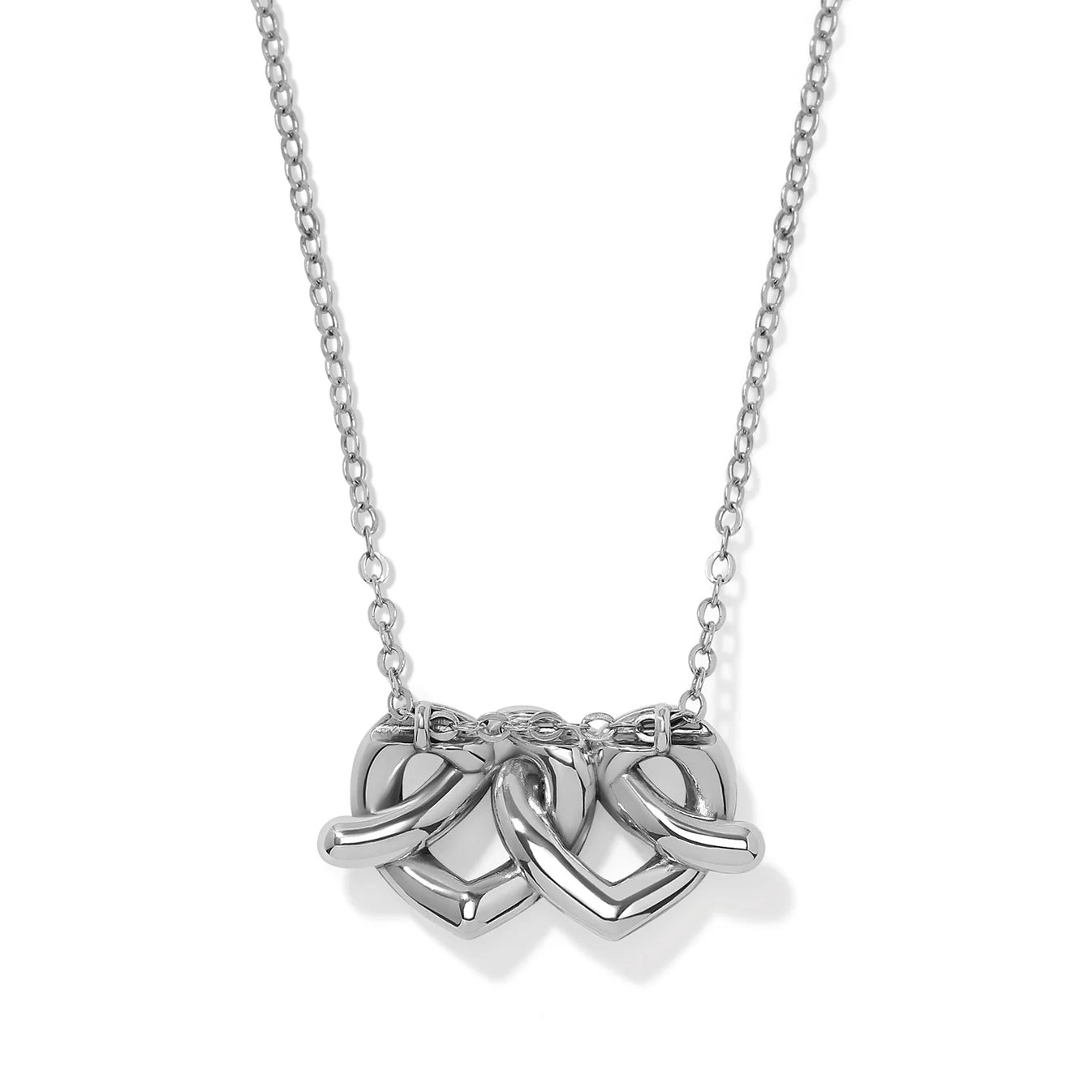 Brighton Silver Interlok Linked Hearts Necklace