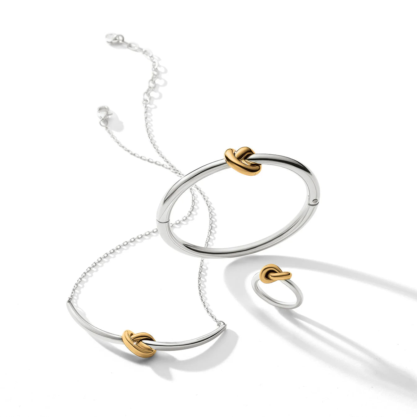 Brighton Interlok Single Knot Two Tone Hinged Bangle