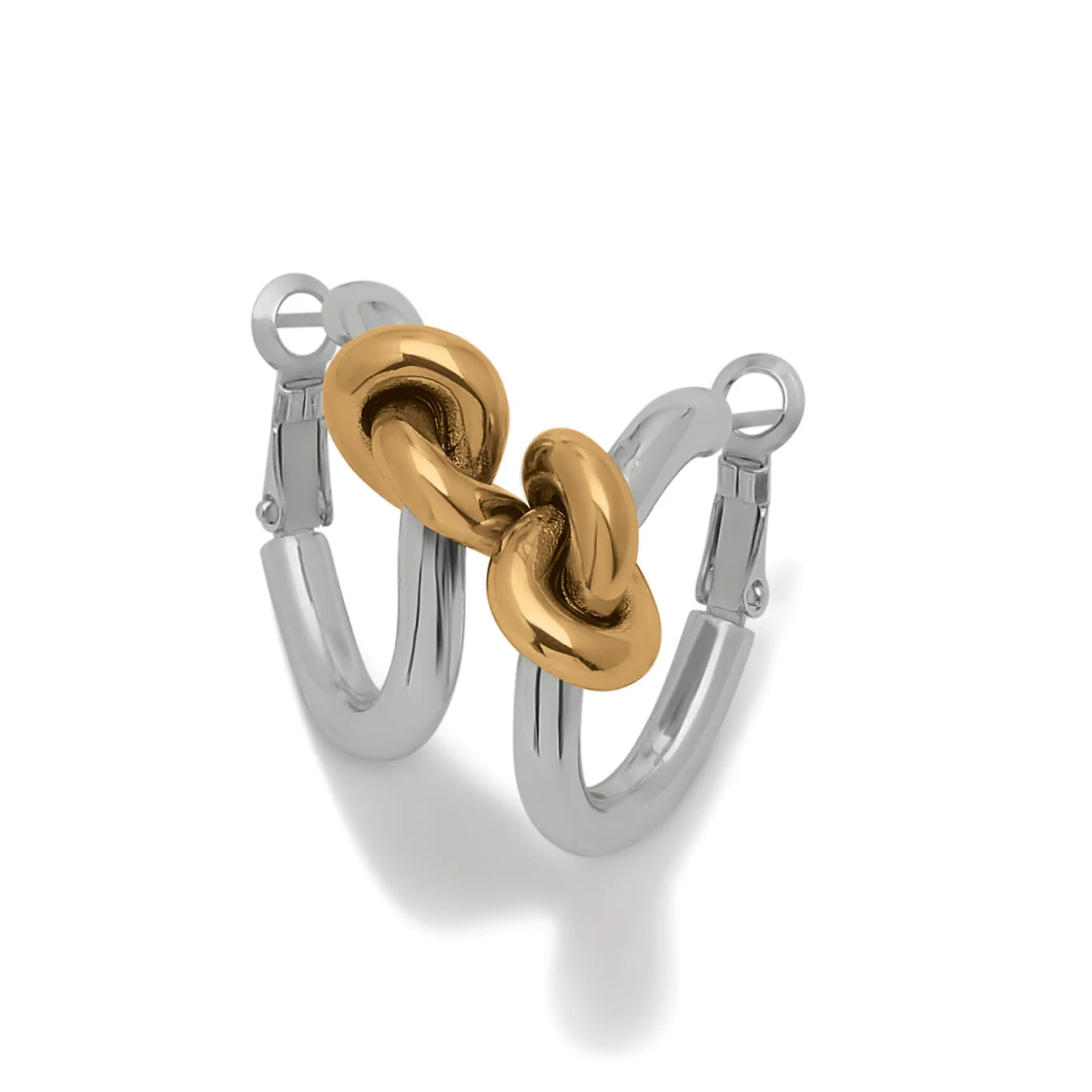 Brighton Interlok Single Knot Two Tone Hoop Earrings