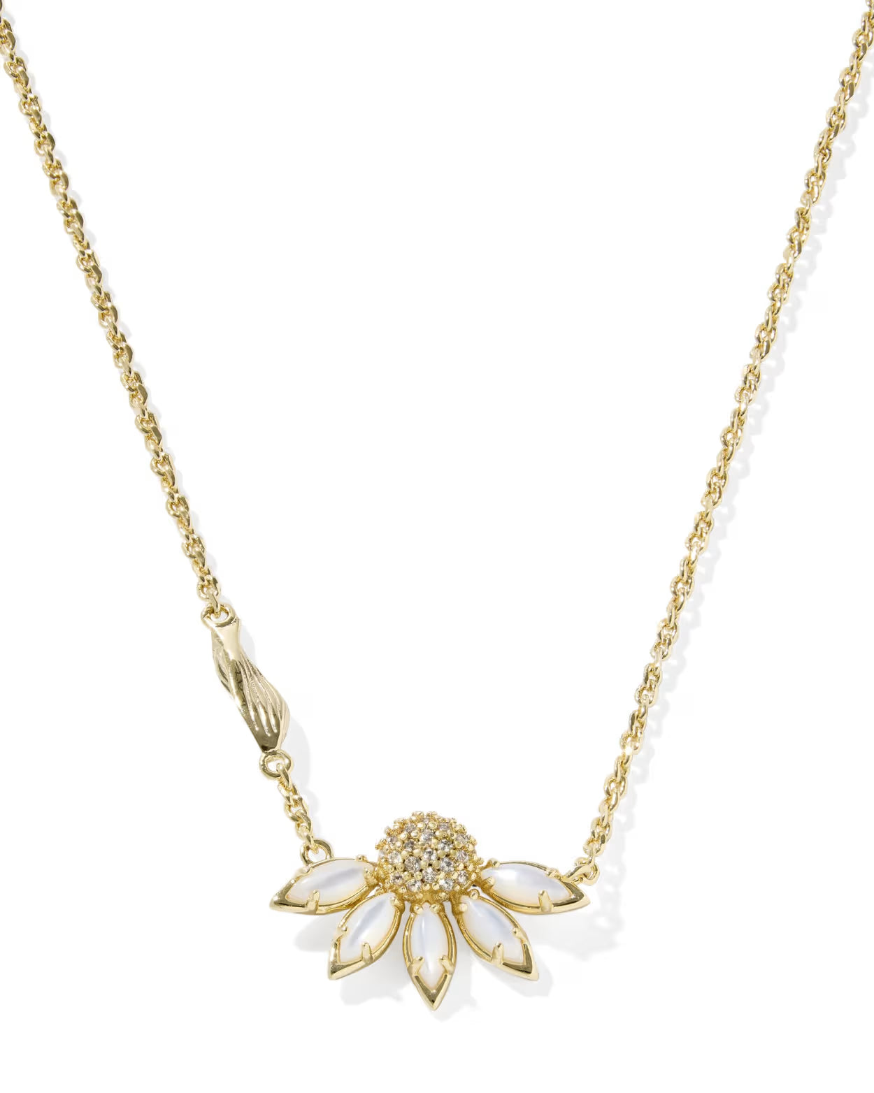 Kendra Scott Anya Flower Gold Ivory Short Pendant Necklace Ivory