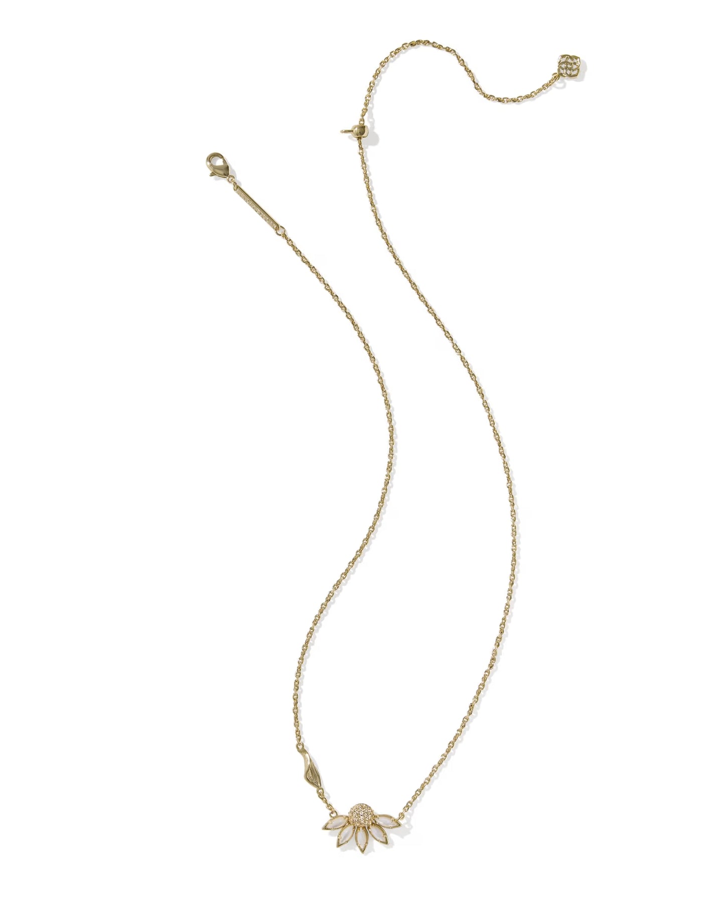 Kendra Scott Anya Flower Gold Ivory Short Pendant Necklace Ivory