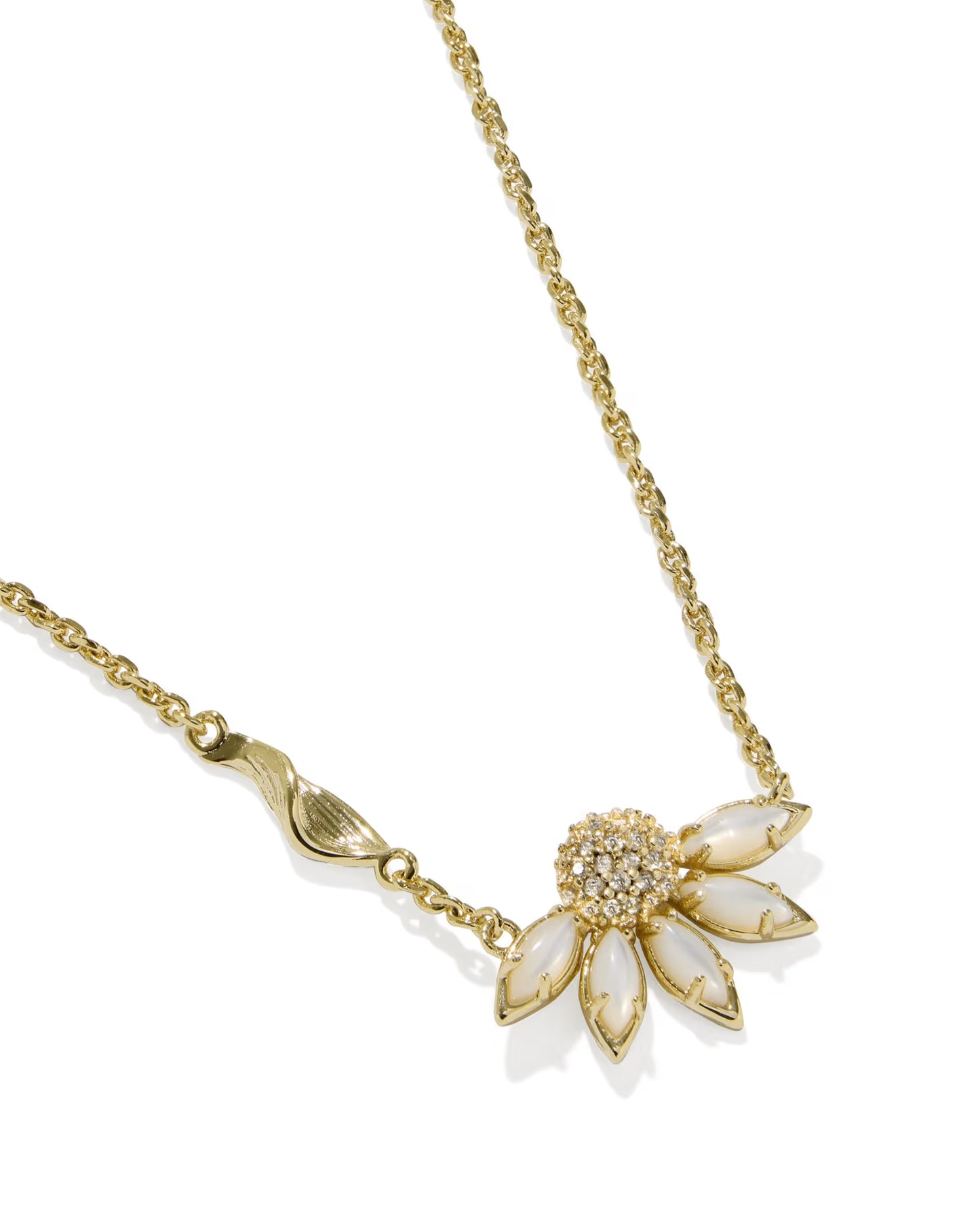 Kendra Scott Anya Flower Gold Ivory Short Pendant Necklace Ivory