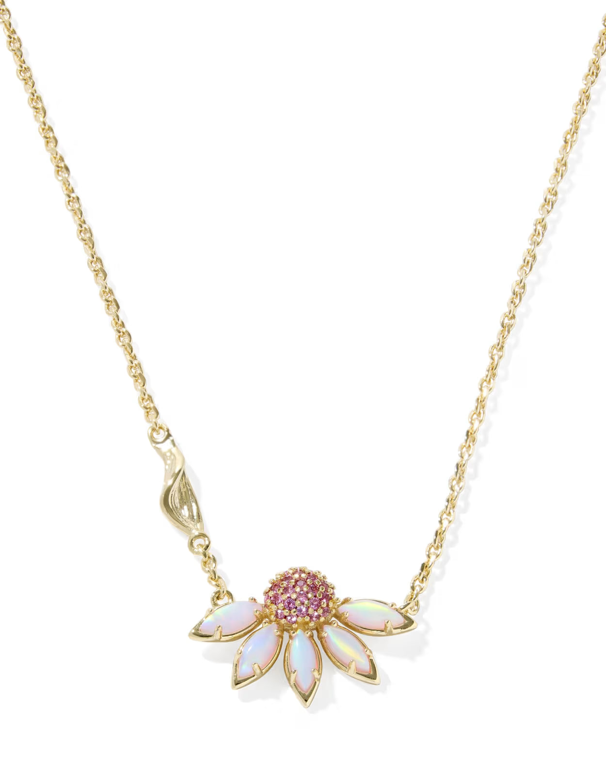 Kendra Scott Anya Flower Gold Light Pink Mix Short Pendant Necklace