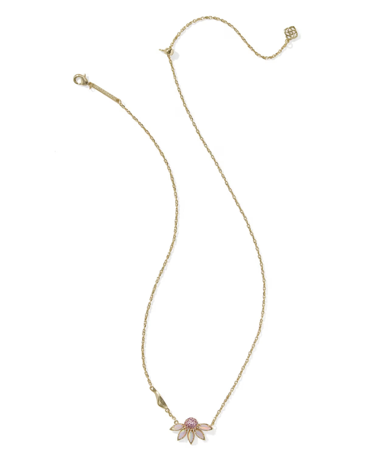 Kendra Scott Anya Flower Gold Light Pink Mix Short Pendant Necklace