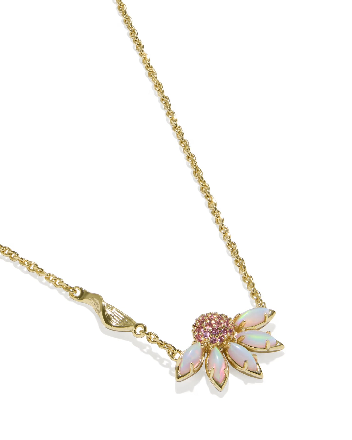 Kendra Scott Anya Flower Gold Light Pink Mix Short Pendant Necklace
